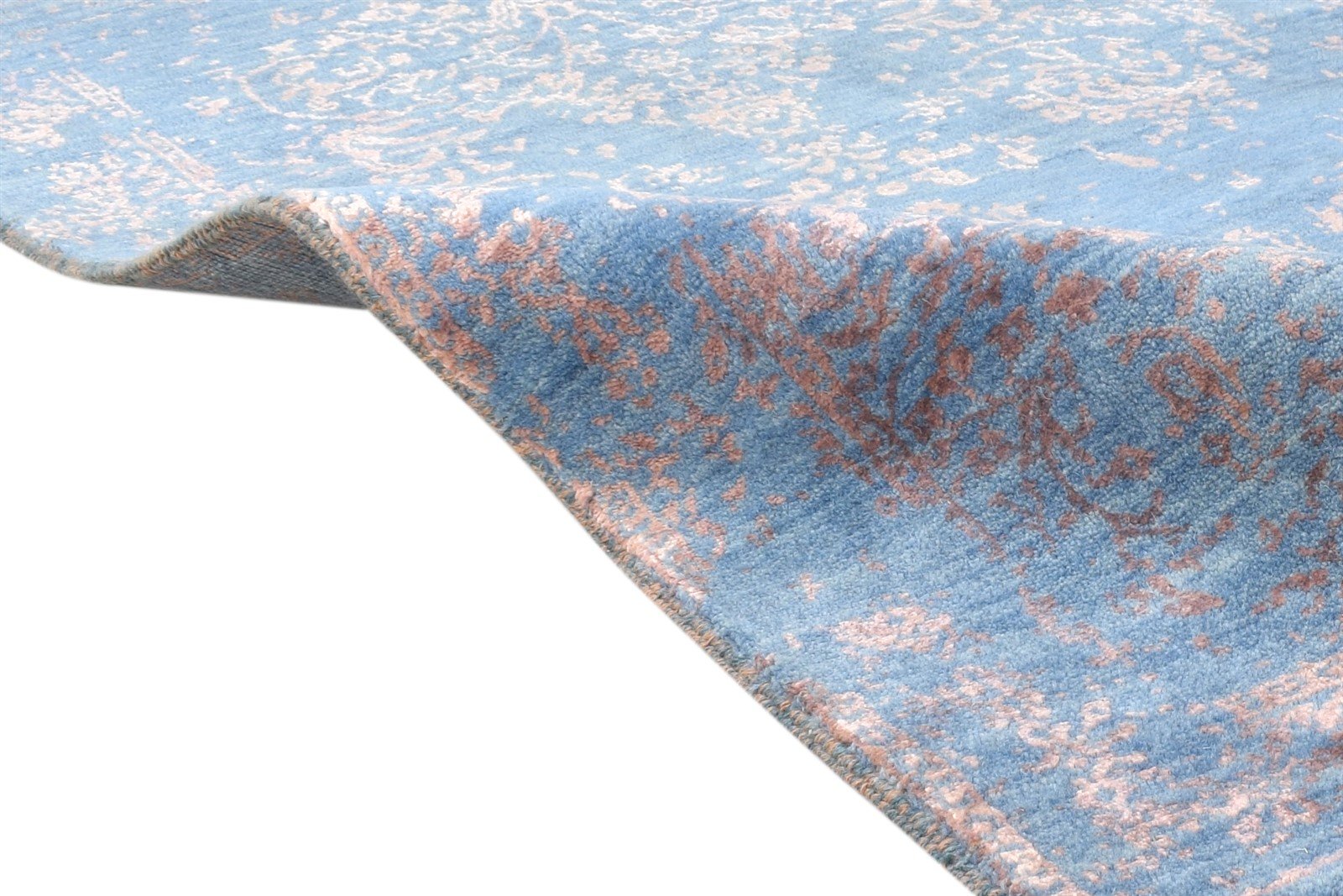 Wool / Silk Blue Rug 2'6"x4 Modern Hand Knotted Oriental Abstract Small Carpet 7864590729365