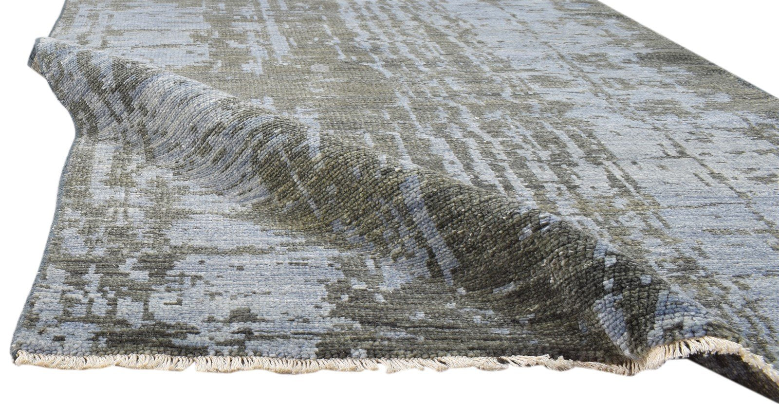 Wool Silk Blue Rug 4' X 6' Modern Hand Knotted Indian Abstract Room Size Carpet 7860680720533