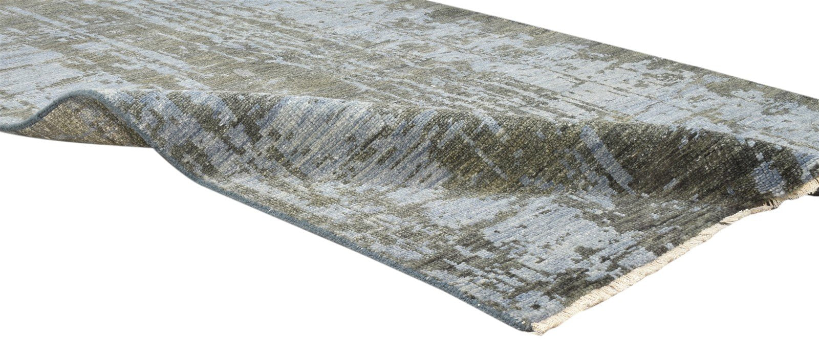 Wool Silk Blue Rug 4' X 6' Modern Hand Knotted Indian Abstract Room Size Carpet 7860680720533