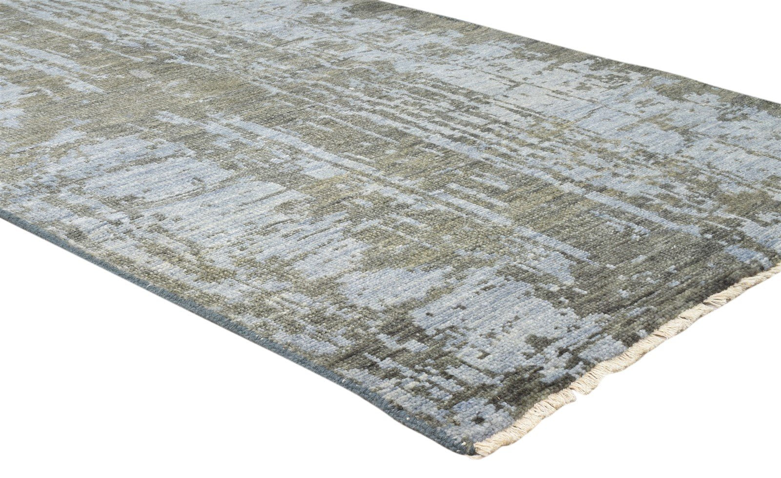 Wool Silk Blue Rug 4' X 6' Modern Hand Knotted Indian Abstract Room Size Carpet 7860680720533