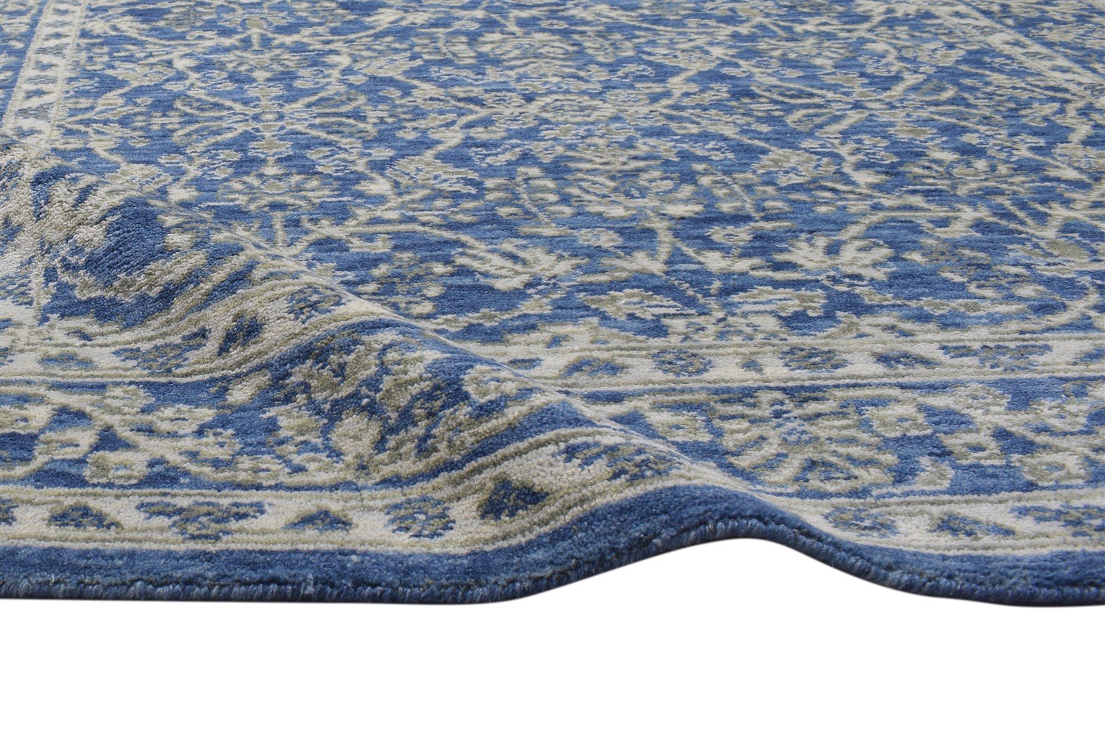 Wool Silk Blue Rug 5X8 Modern Jacquard Loom Oushak Oriental Room Size Carpet 7864145510549