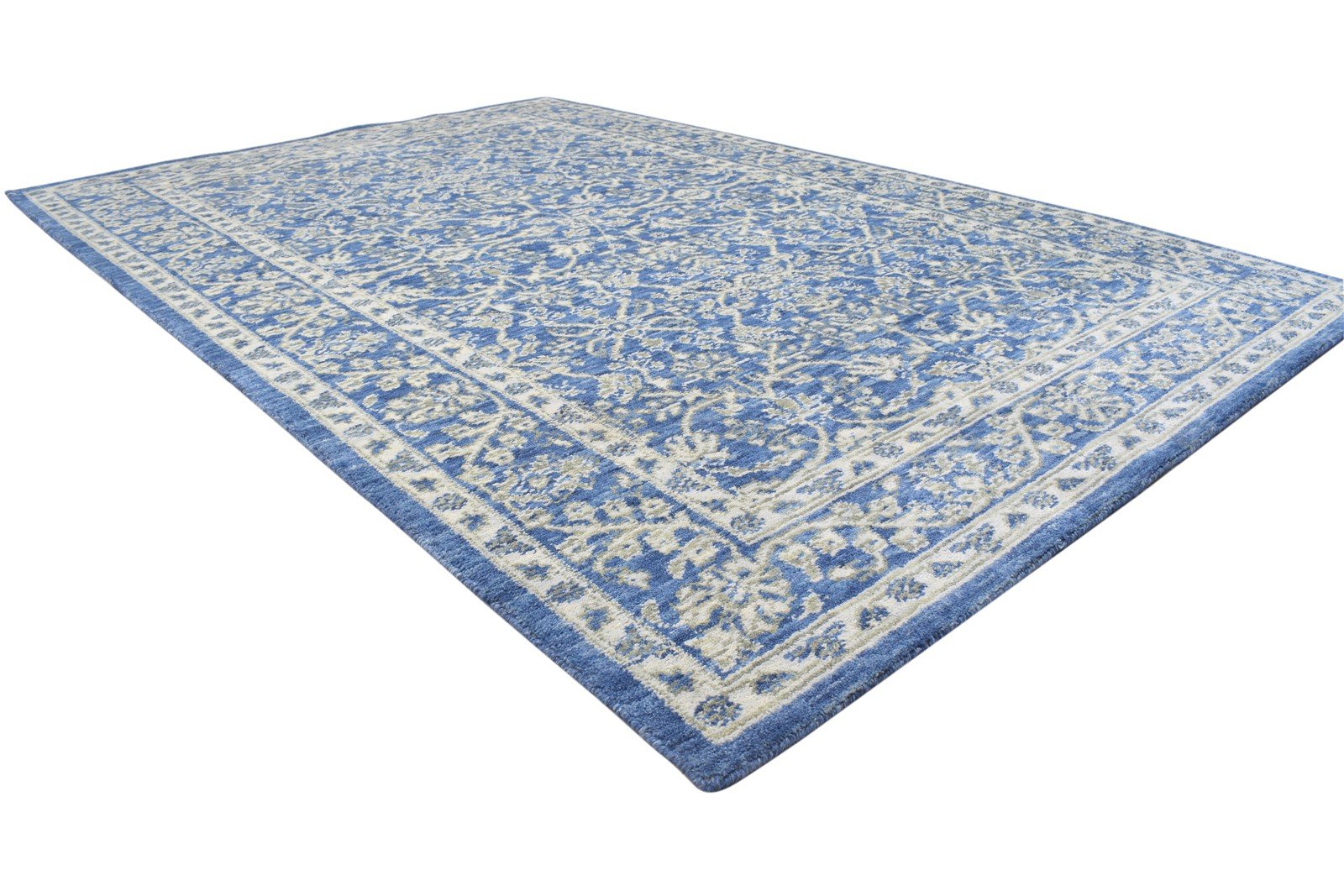 Wool Silk Blue Rug 5X8 Modern Jacquard Loom Oushak Oriental Room Size Carpet 7864145510549
