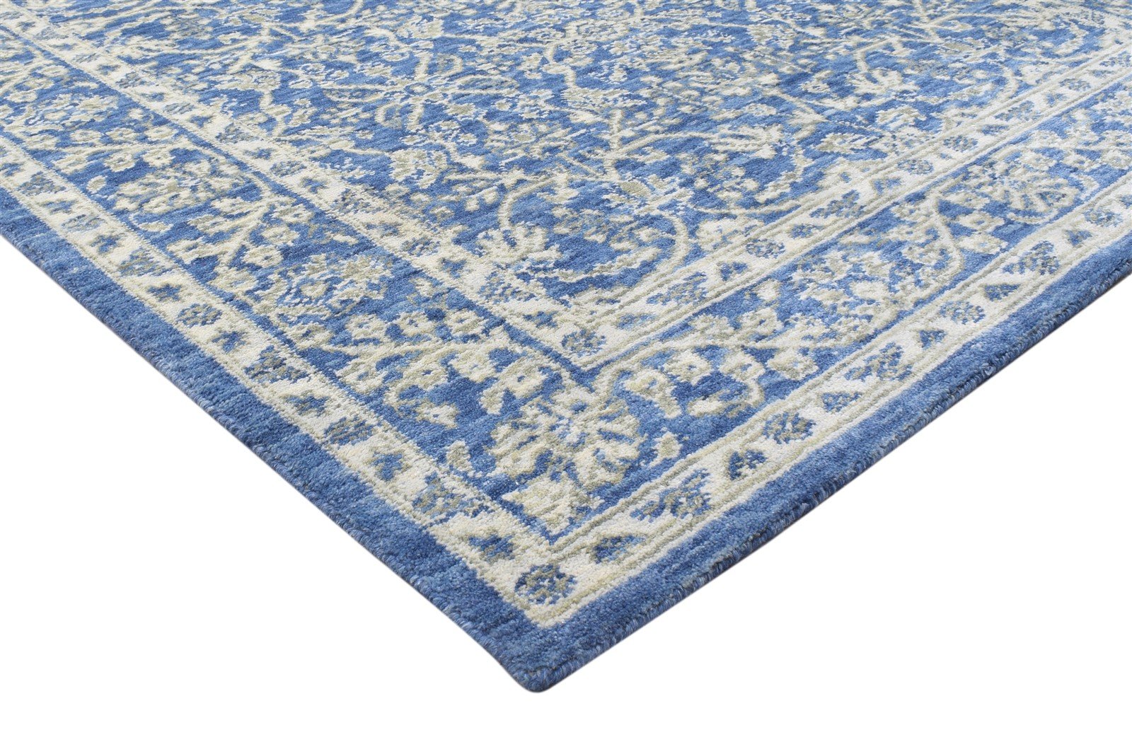 Wool Silk Blue Rug 5X8 Modern Jacquard Loom Oushak Oriental Room Size Carpet 7864145510549