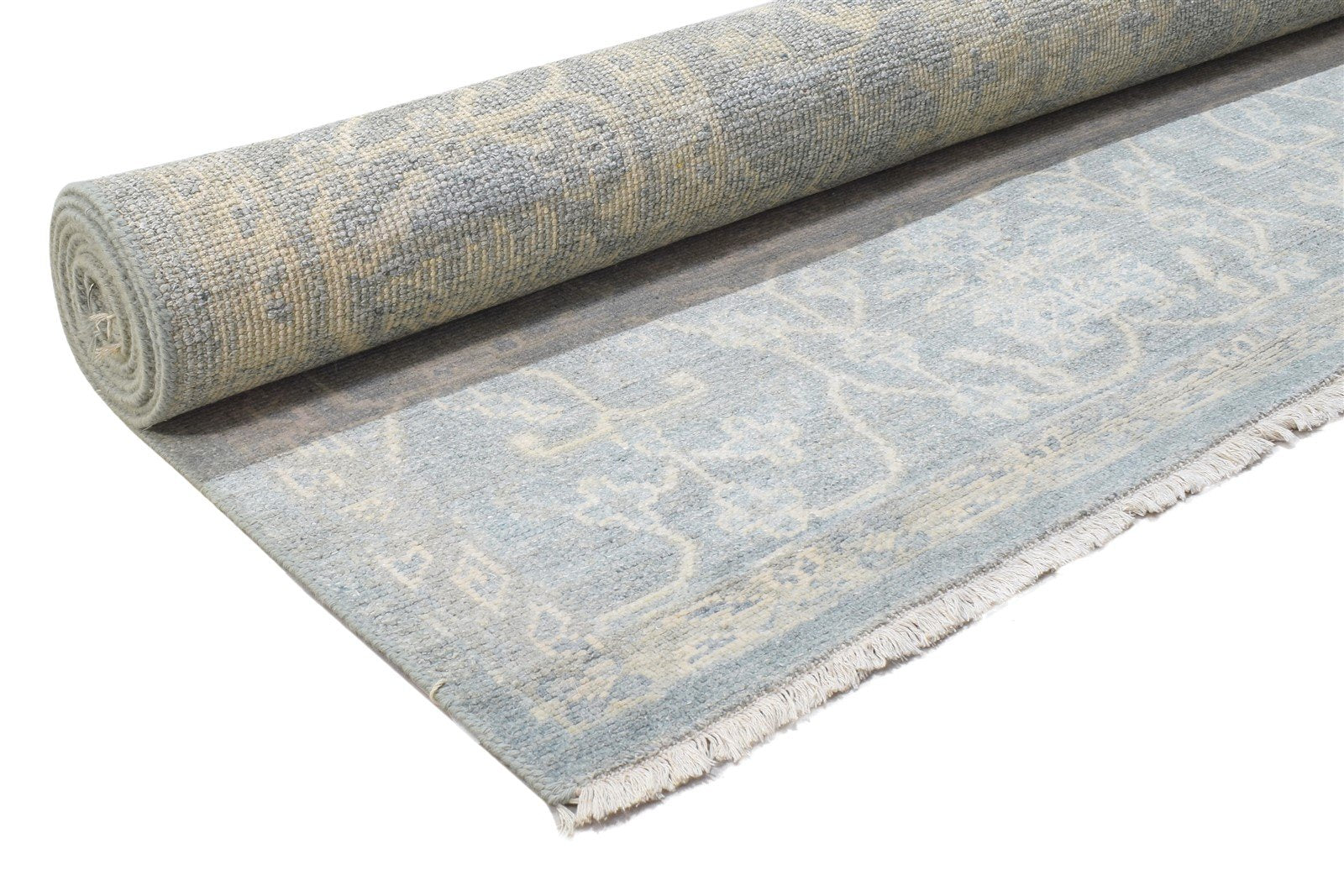 Wool Silk Blue Rug 8' X 10' Persian Hand Knotted Oushak Oriental Large Carpet 7864105304213