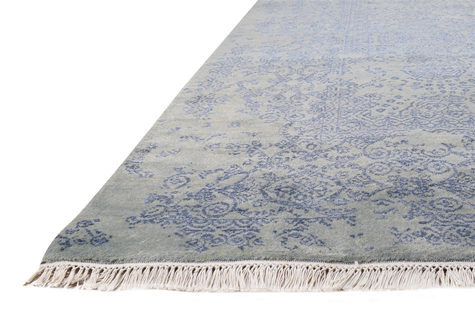 Wool / Silk Blue Rug 9X12 Modern Hand Knotted Oriental Abstract Extra Large 7864608260245