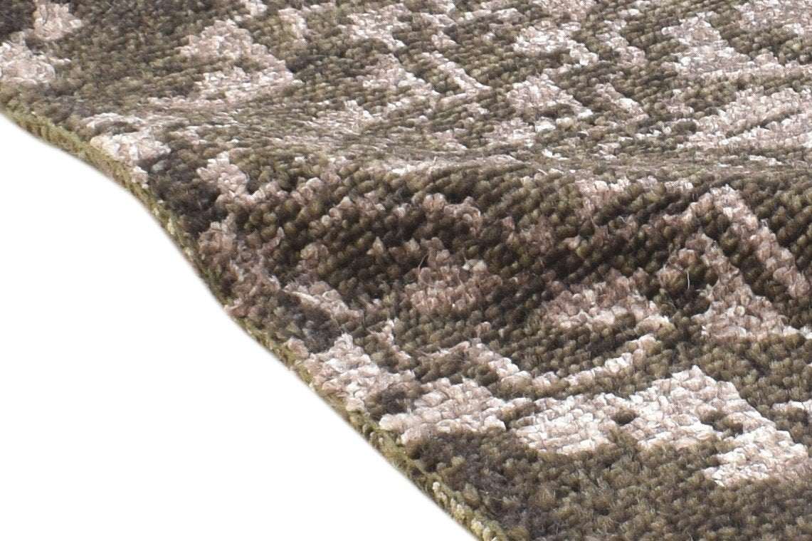 Wool / Silk Brown Rug 2' X 2' Modern Hand Knotted Moroccan Trellis Small Carpet 7864129355925