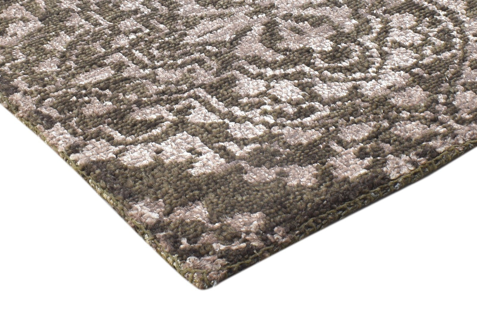 Wool / Silk Brown Rug 2' X 2' Modern Hand Knotted Moroccan Trellis Small Carpet 7864129355925