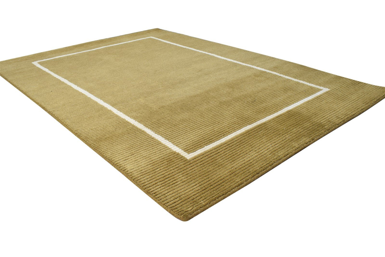 Wool / Silk Brown Rug 4X6 Modern Hand Knotted Scandinavian Bordered Room Size 7865108005013