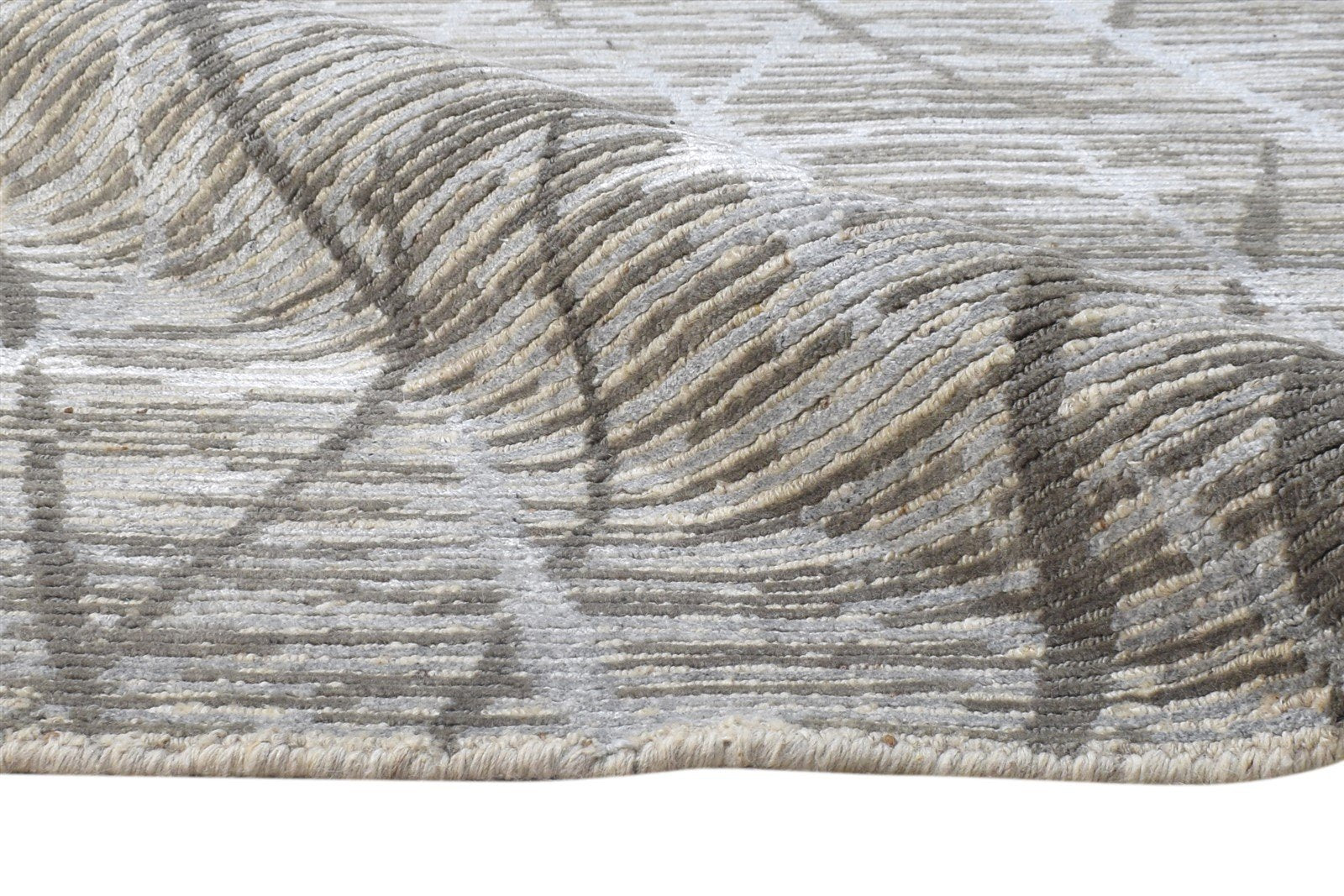 Wool / Silk Brown Rug 5X8 Modern Hand Knotted Scandinavian Geometric Room Size 7864428626069