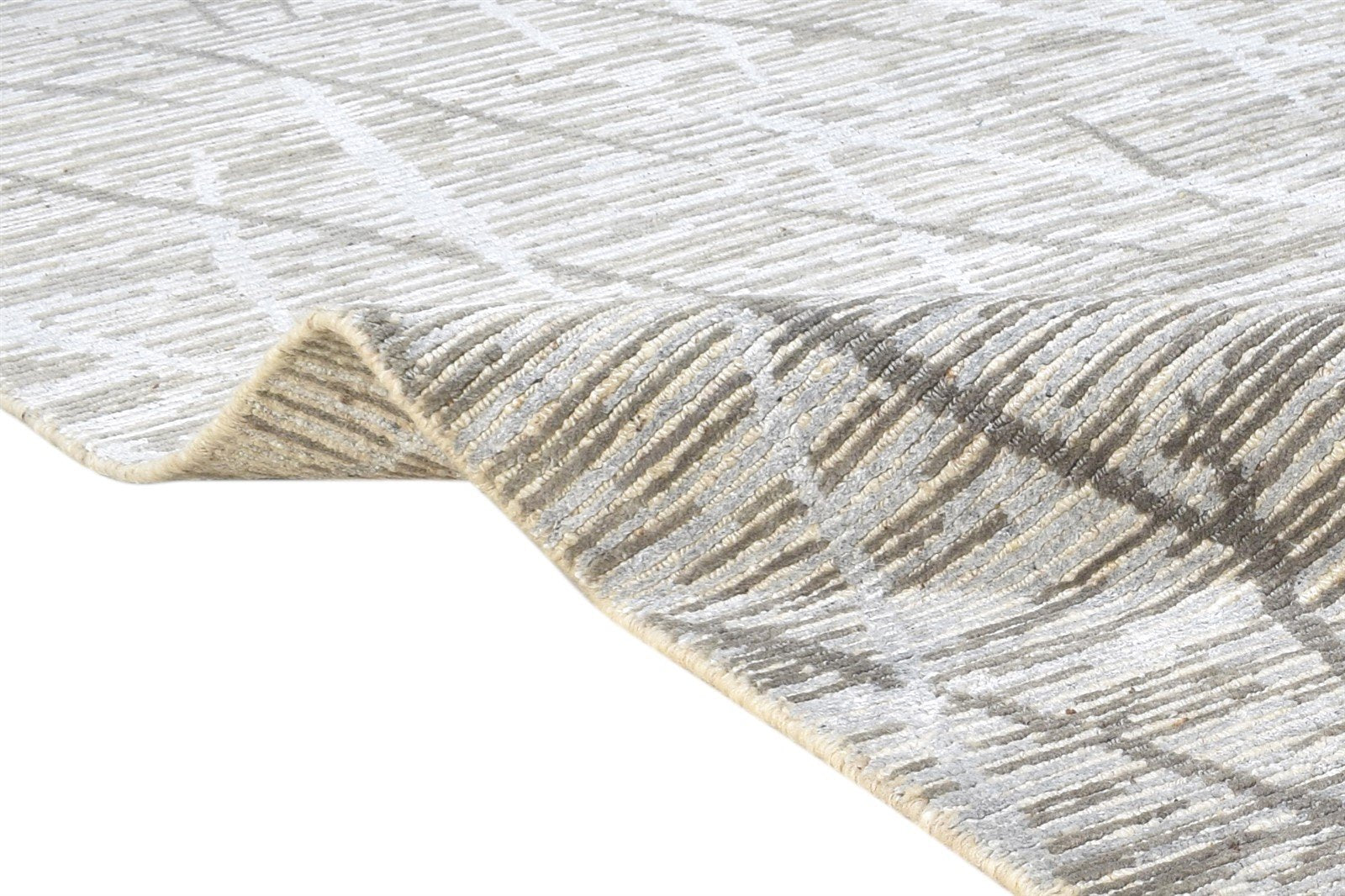 Wool / Silk Brown Rug 5X8 Modern Hand Knotted Scandinavian Geometric Room Size 7864428626069