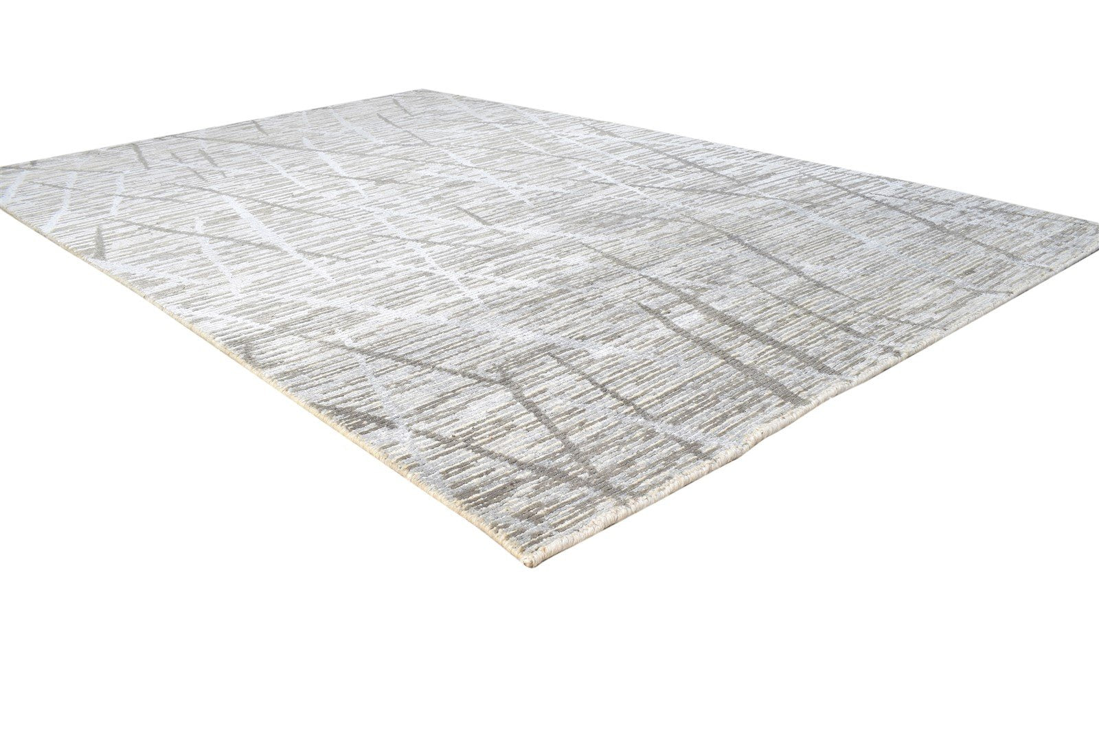 Wool / Silk Brown Rug 5X8 Modern Hand Knotted Scandinavian Geometric Room Size 7864428626069
