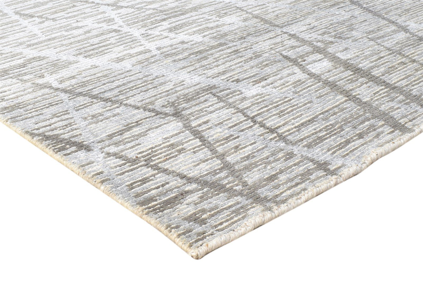 Wool / Silk Brown Rug 5X8 Modern Hand Knotted Scandinavian Geometric Room Size 7864428626069