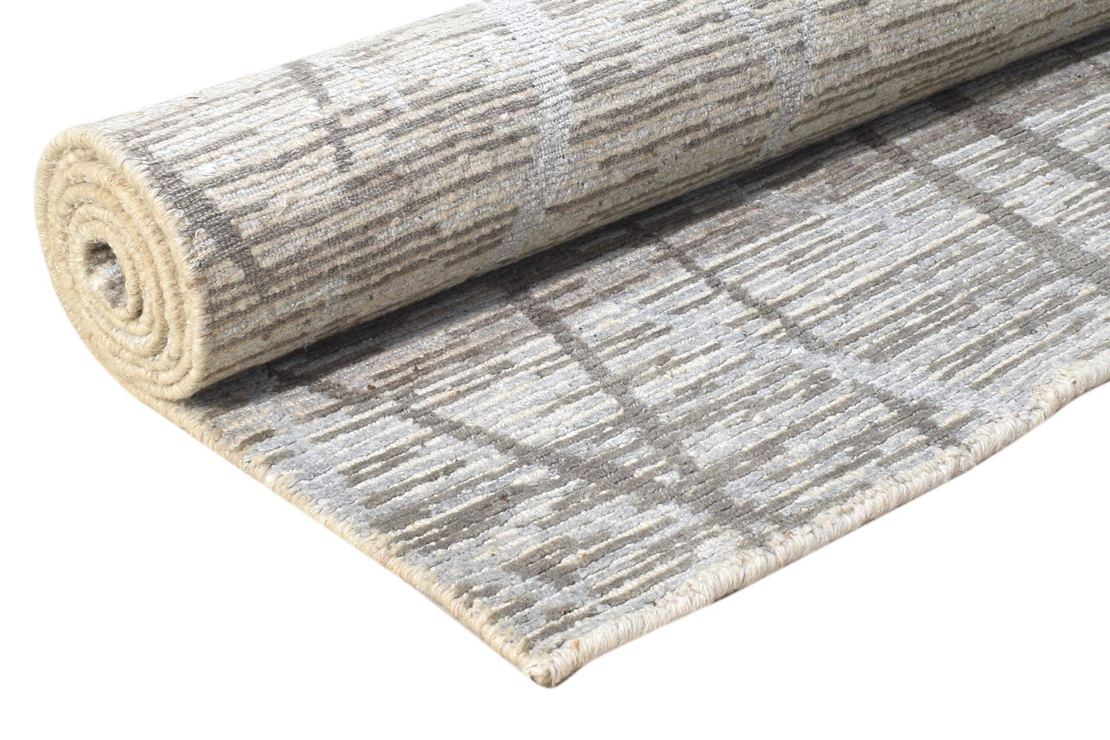 Wool / Silk Brown Rug 5X8 Modern Hand Knotted Scandinavian Geometric Room Size 7864428626069