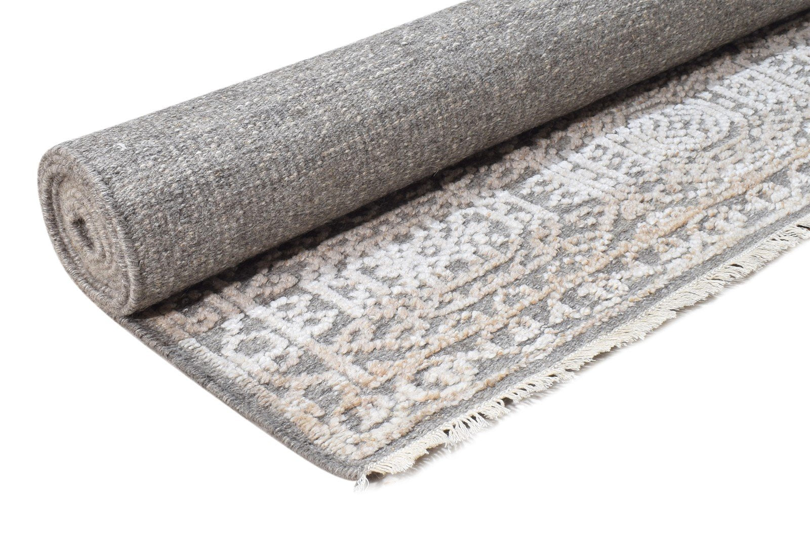 Wool Silk Brown Rug 6' X 9' Modern Hand Knotted Moroccan Geometric Large Carpet 7864626675861