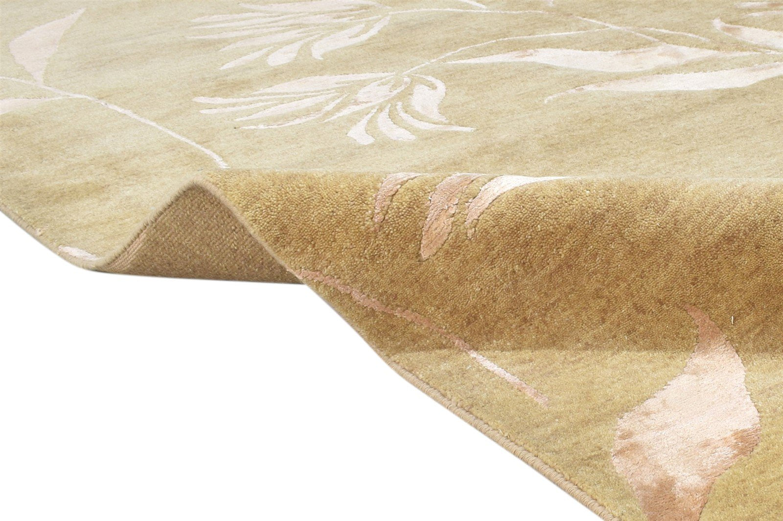 Wool / Silk Brown Rug 6X6 Modern Hand Knotted French Floral Room Size Carpet 7865096568981