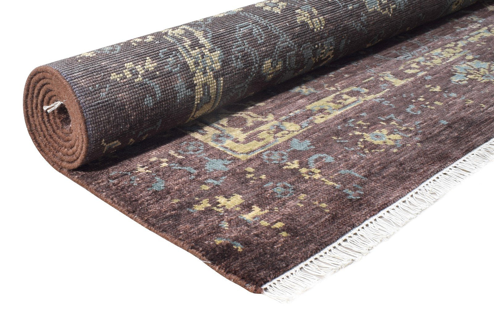 Wool / Silk Brown Rug 6X9 Persian Hand Knotted Oushak Oriental Room Size Carpet 7865146245269