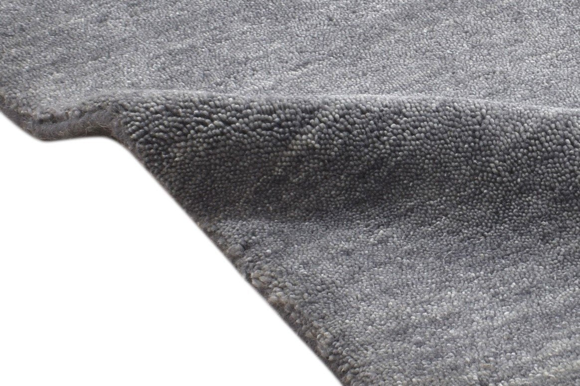 Wool / Silk Charcoal Rug 2X2 Modern Hand Knotted Scandinavian Solid Small 7864131747989