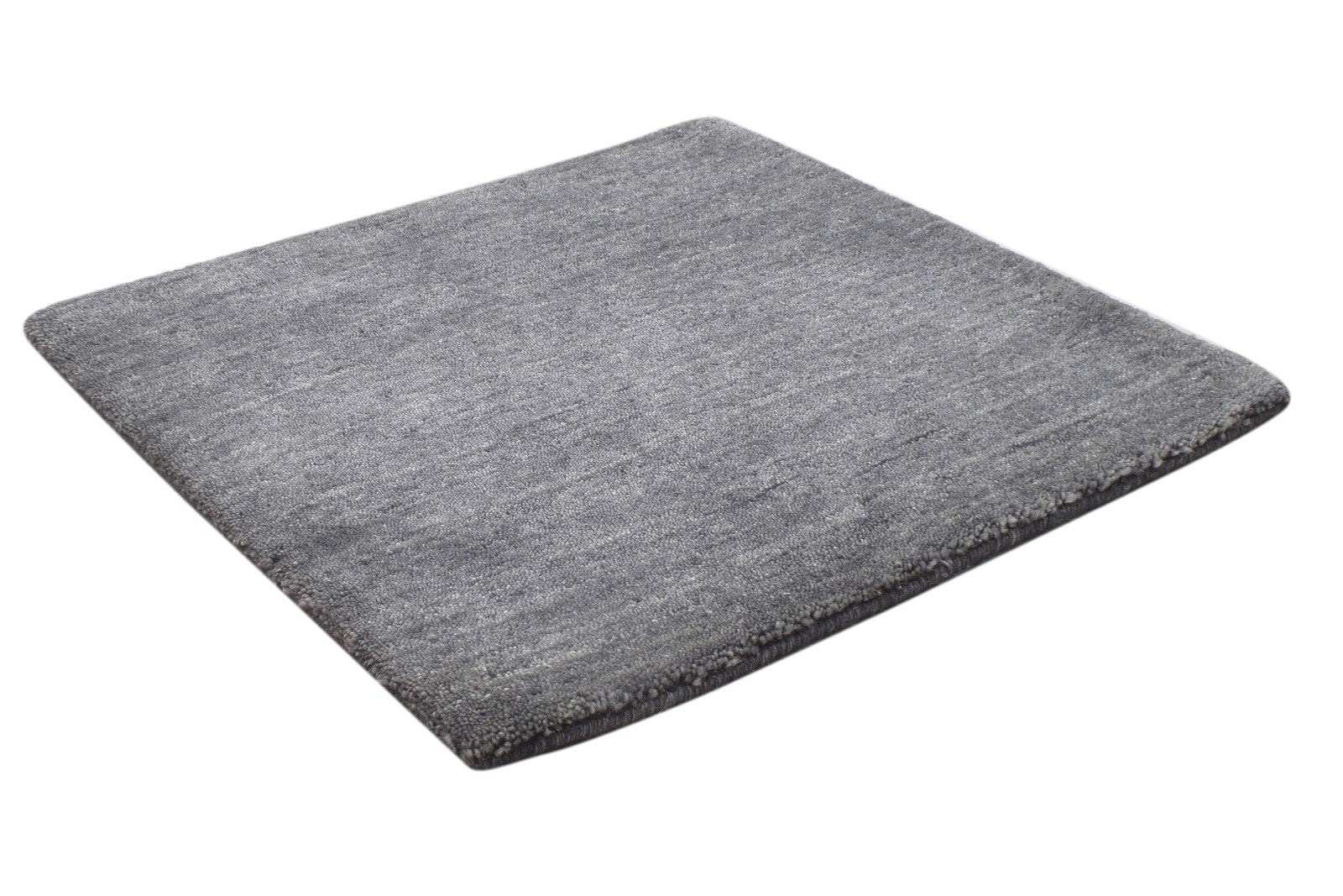 Wool / Silk Charcoal Rug 2X2 Modern Hand Knotted Scandinavian Solid Small 7864131747989