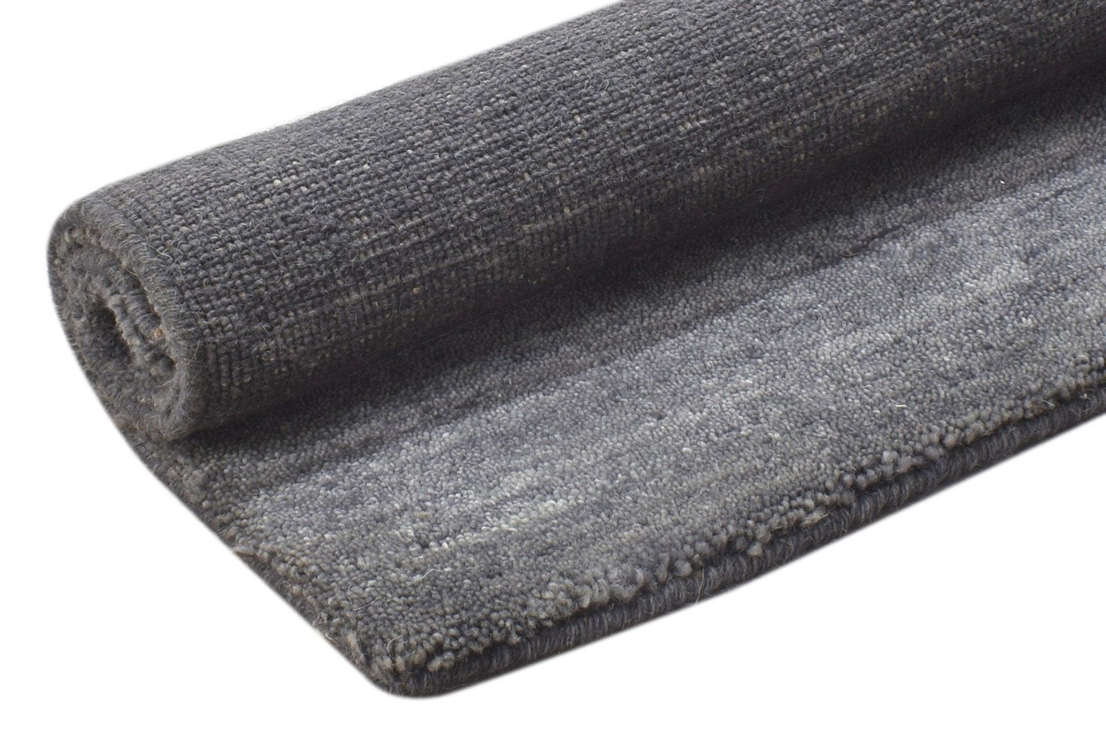 Wool / Silk Charcoal Rug 2X2 Modern Hand Knotted Scandinavian Solid Small 7864131747989