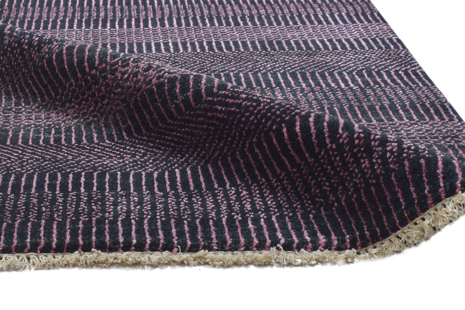 Wool / Silk Charcoal Rug 2X3 Modern Hand Knotted Grass Trellis Small 7864198103189