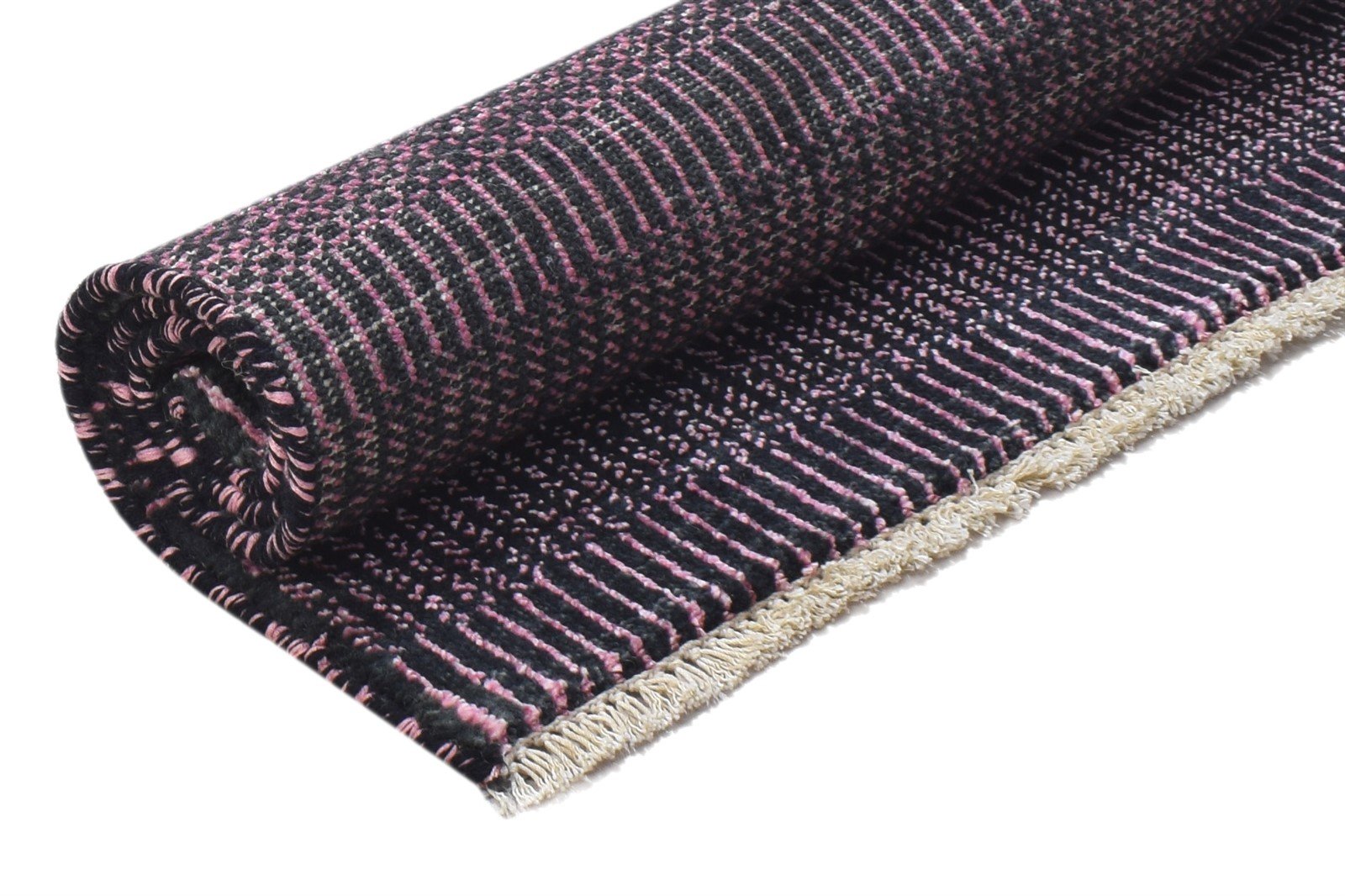 Wool / Silk Charcoal Rug 2X3 Modern Hand Knotted Grass Trellis Small 7864198103189