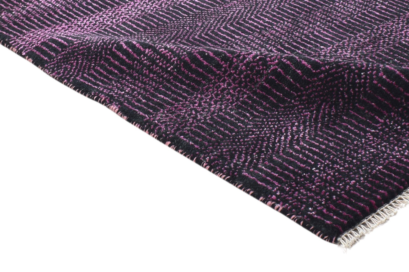 Wool Silk Charcoal Rug 2X3 Modern Hand Knotted Grass Trellis Small Rug 7864197349525