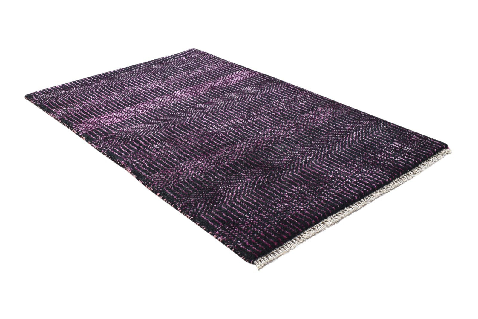 Wool Silk Charcoal Rug 2X3 Modern Hand Knotted Grass Trellis Small Rug 7864197349525