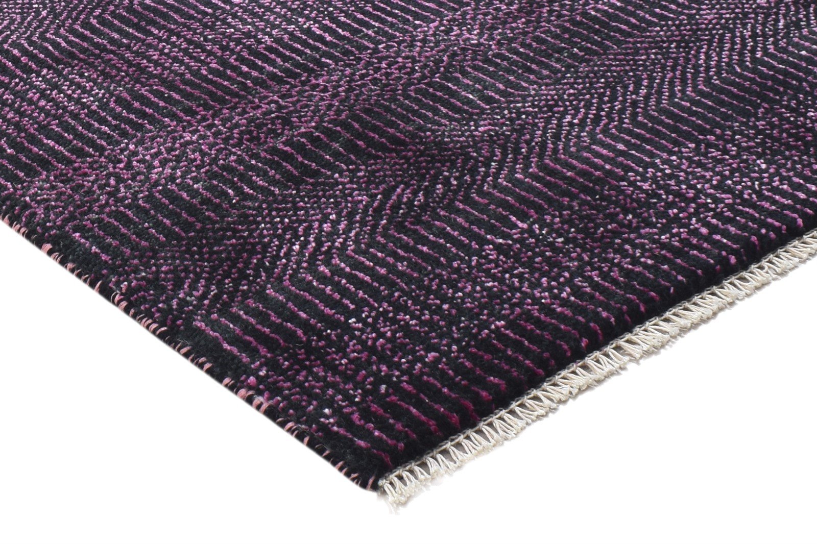 Wool Silk Charcoal Rug 2X3 Modern Hand Knotted Grass Trellis Small Rug 7864197349525