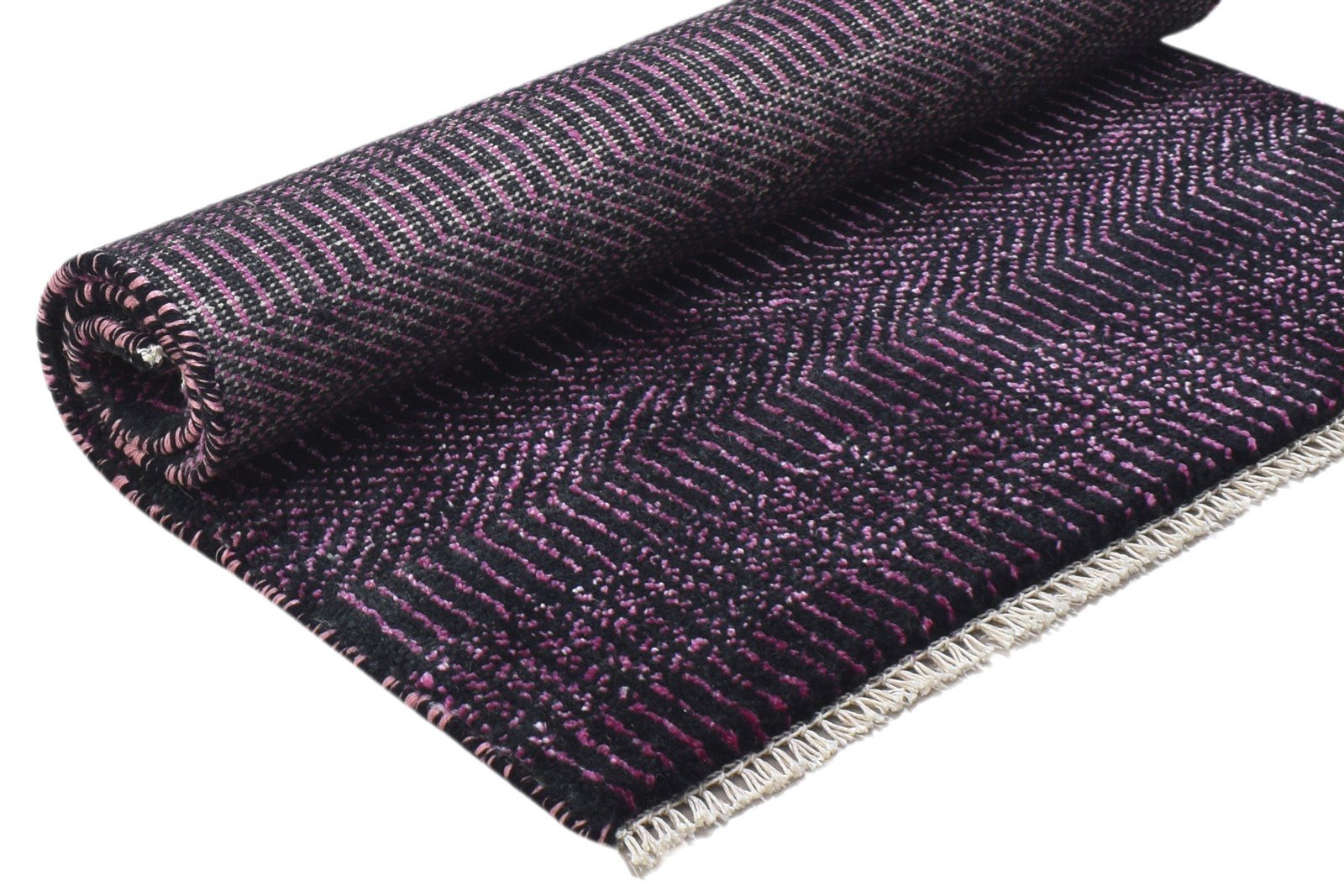 Wool Silk Charcoal Rug 2X3 Modern Hand Knotted Grass Trellis Small Rug 7864197349525