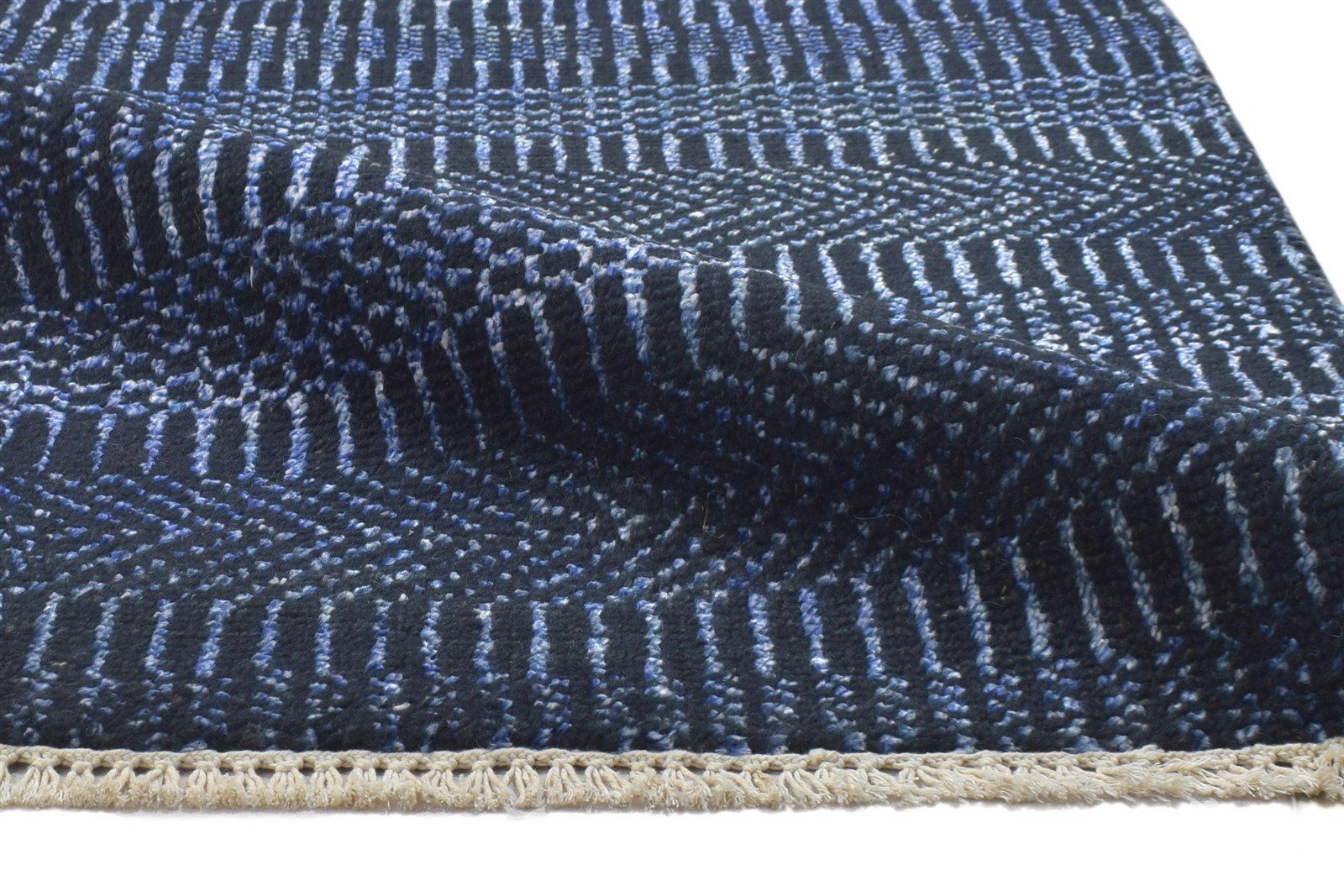 Wool / Silk Charcoal Rug 2X3 Modern Hand Knotted Grass Trellis Small Rug 7864198398101