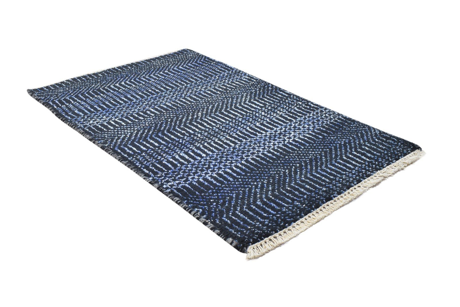 Wool / Silk Charcoal Rug 2X3 Modern Hand Knotted Grass Trellis Small Rug 7864198398101