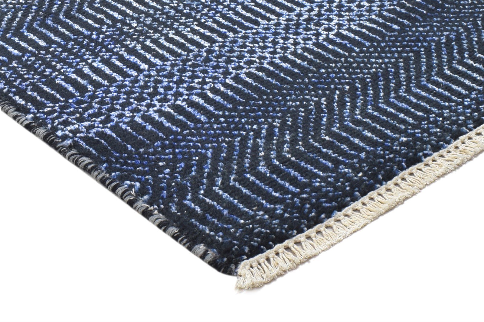 Wool / Silk Charcoal Rug 2X3 Modern Hand Knotted Grass Trellis Small Rug 7864198398101