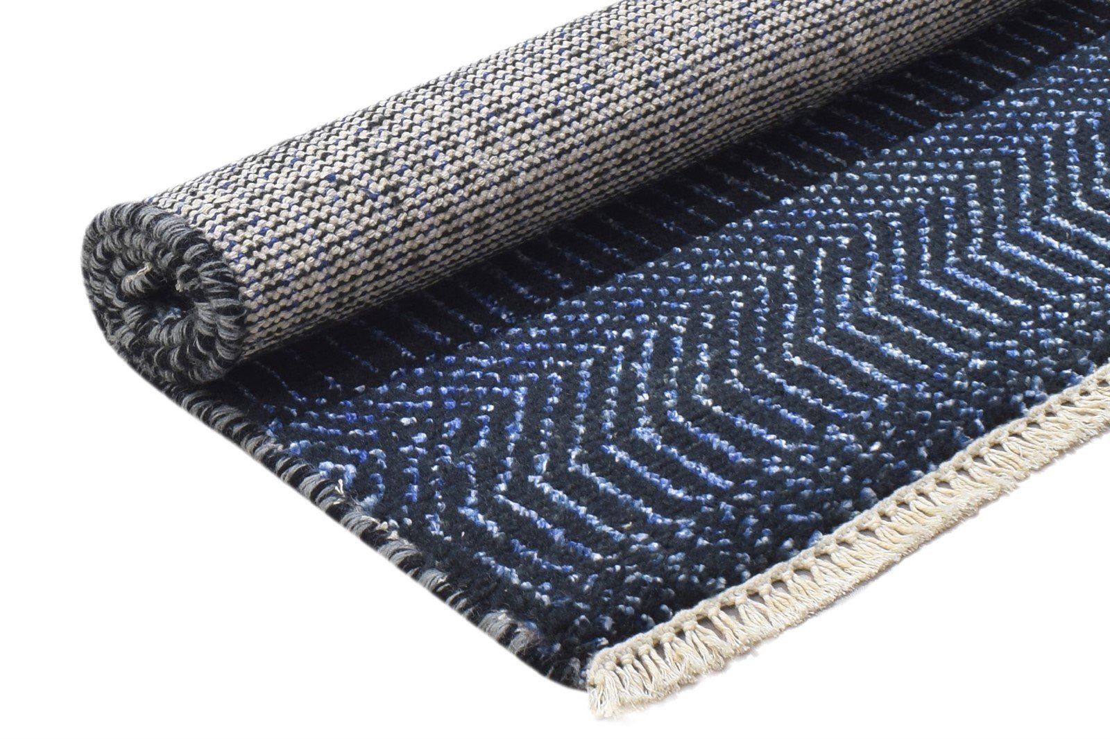 Wool / Silk Charcoal Rug 2X3 Modern Hand Knotted Grass Trellis Small Rug 7864198398101
