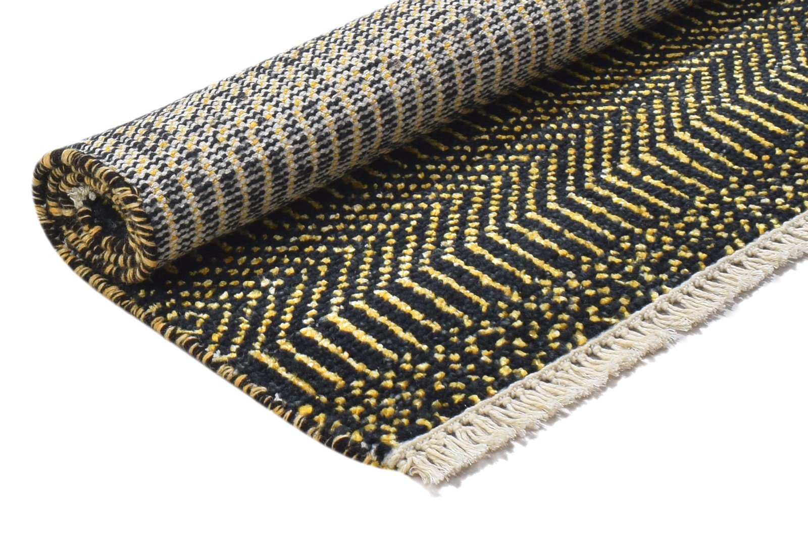 Wool / Silk Charcoal Rug 2X3 Modern Hand Knotted Grass Trellis Small Rug 7864196858005