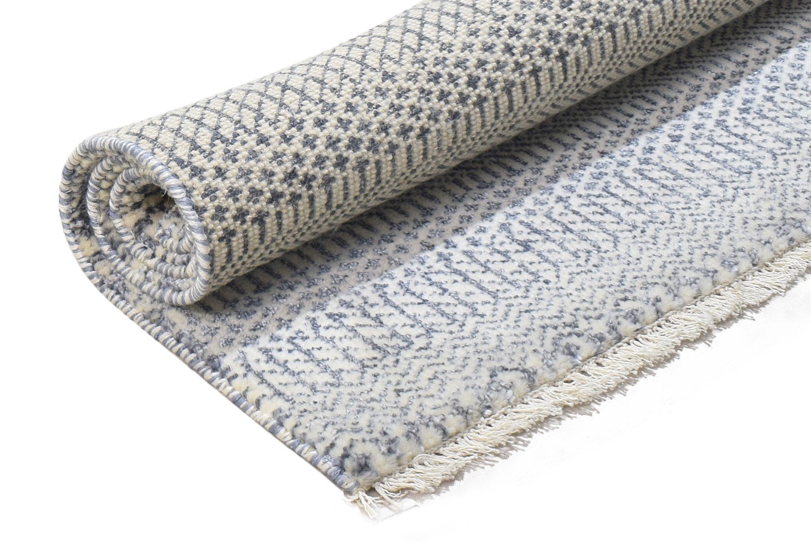 Wool Silk Charcoal Rug 2X3 Modern Hand Knotted Scandinavian Grass Trellis Small 7864316395669