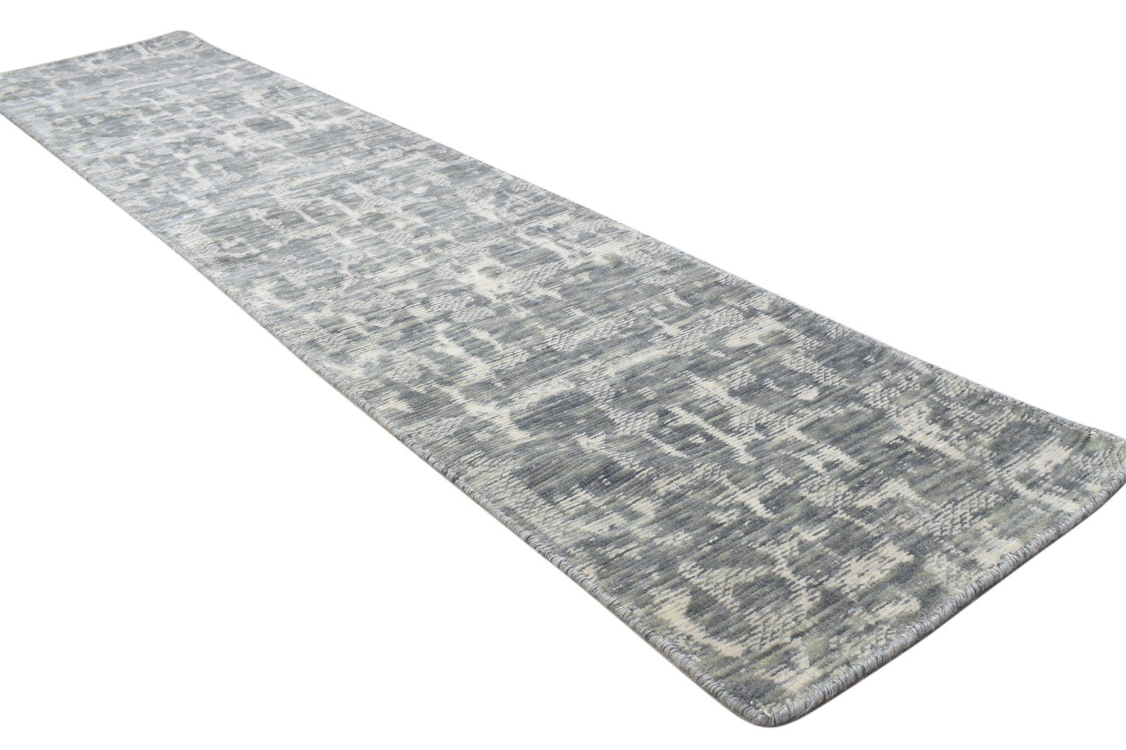 Wool Silk Charcoal Rug 2X8 Modern Jacquard Loom Scandinavian Abstract Small 7864148328597