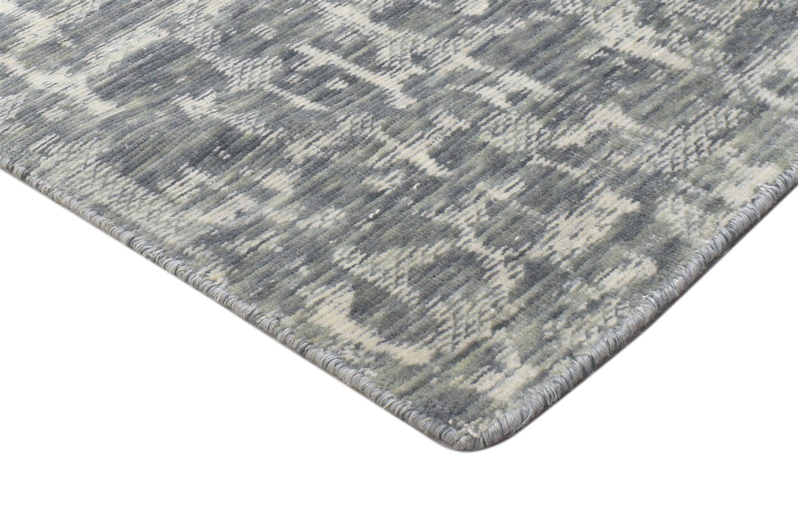 Wool Silk Charcoal Rug 2X8 Modern Jacquard Loom Scandinavian Abstract Small 7864148328597