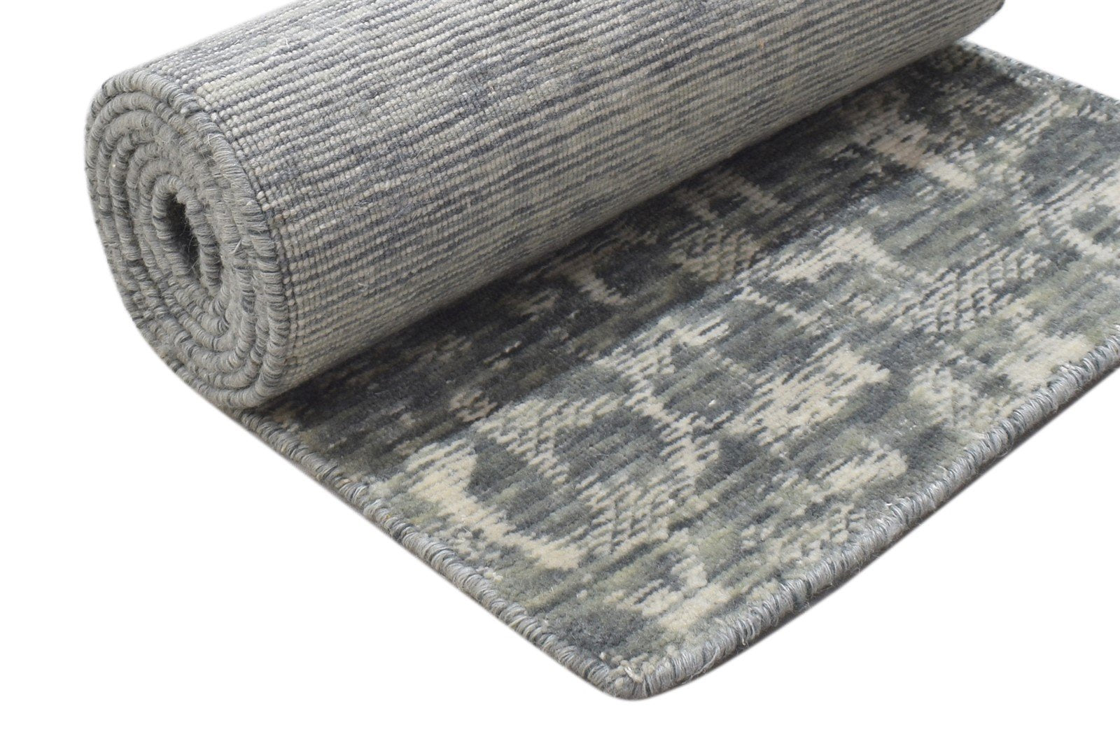 Wool Silk Charcoal Rug 2X8 Modern Jacquard Loom Scandinavian Abstract Small 7864148328597