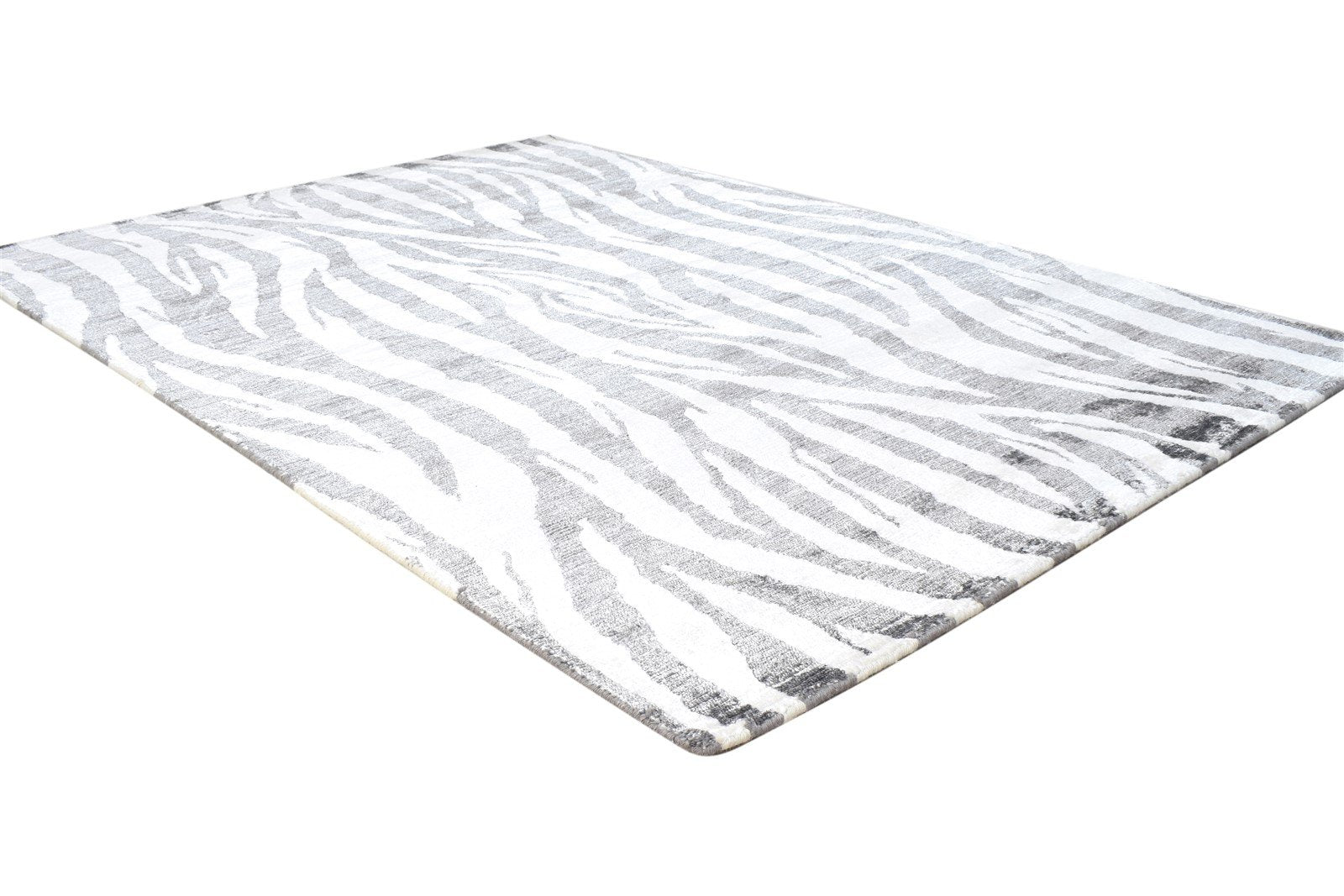 Wool / Silk Charcoal Rug 4X6 Modern Hand Woven Scandinavian Abstract Room Size 7864510251157