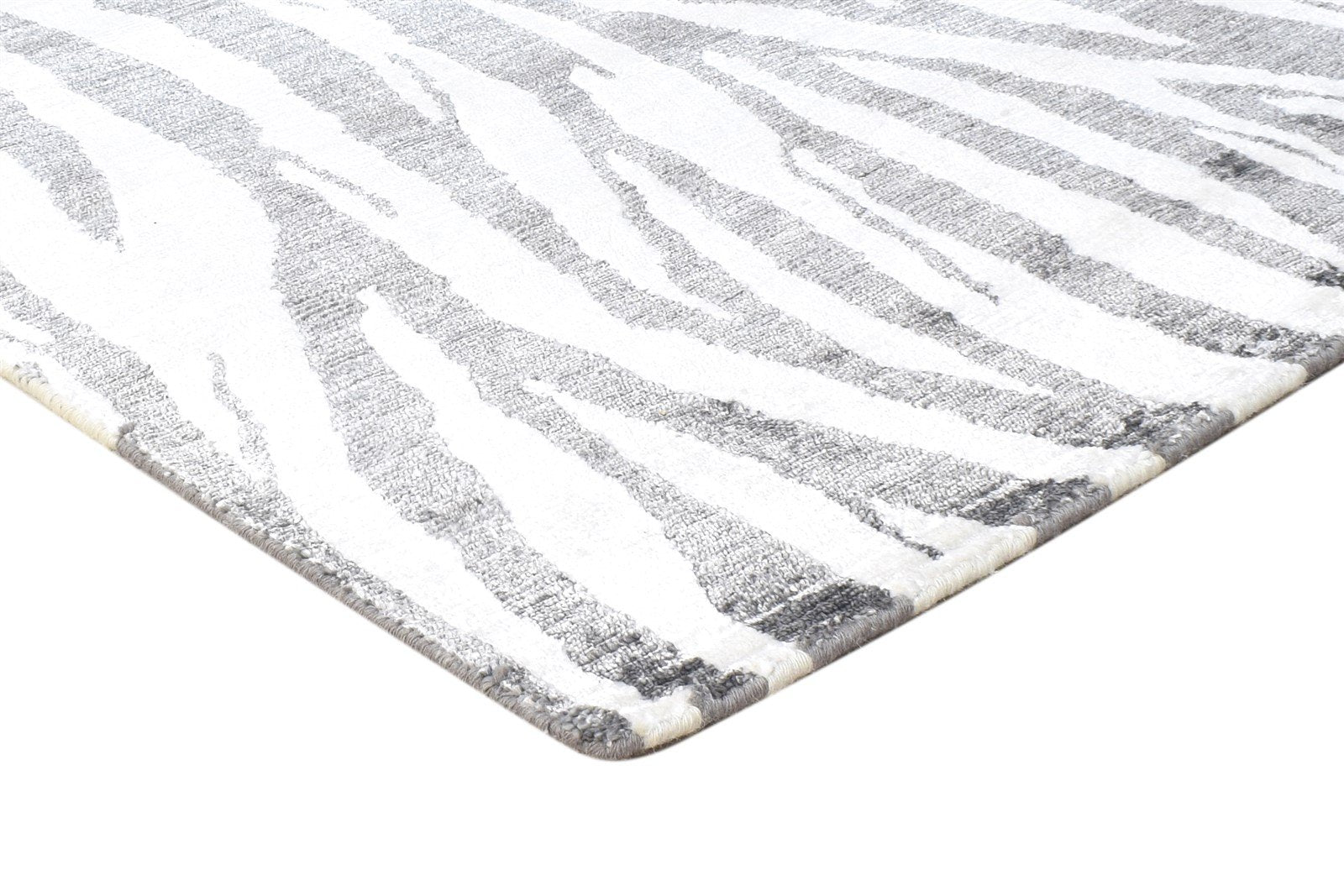 Wool / Silk Charcoal Rug 4X6 Modern Hand Woven Scandinavian Abstract Room Size 7864510251157