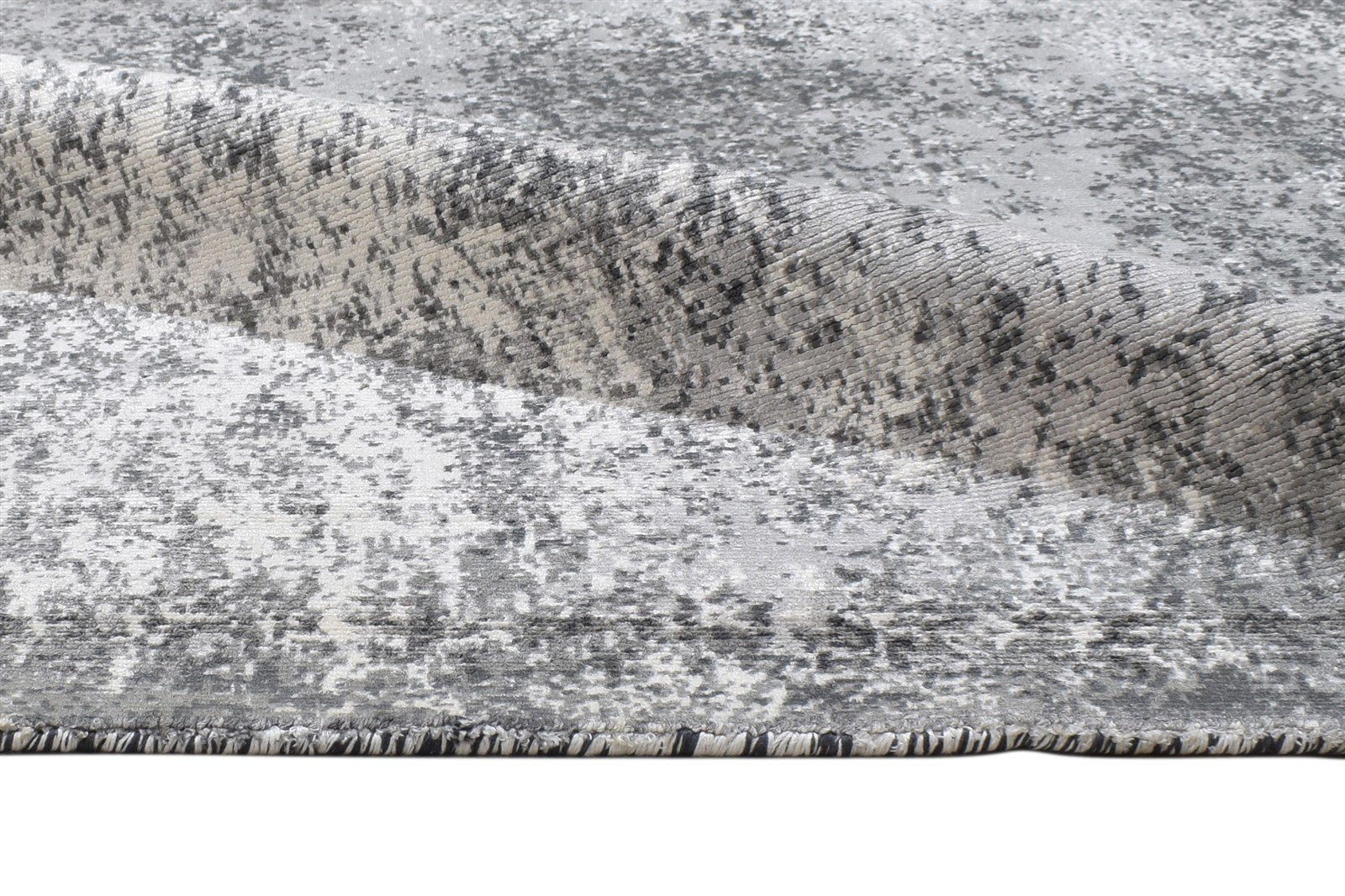Wool / Silk Charcoal Rug 5X6 Modern Handloom Indian Abstract Room Size Carpet 7864155898005