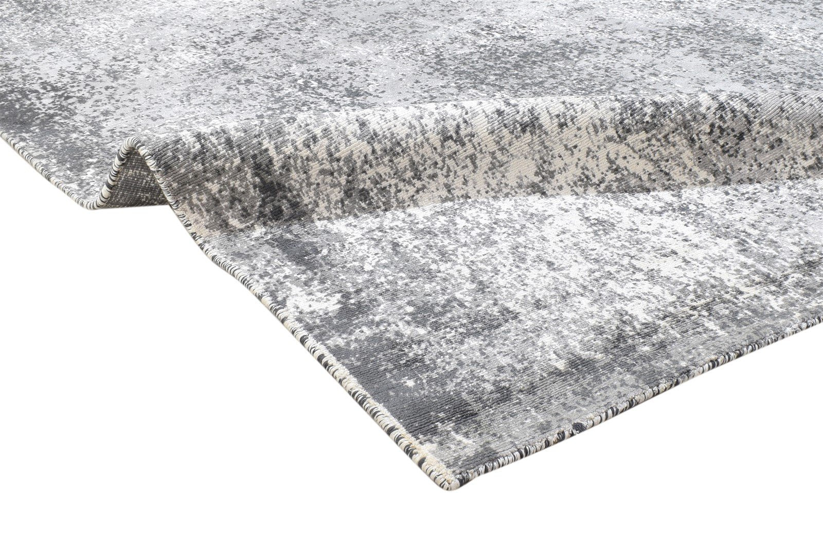 Wool / Silk Charcoal Rug 5X6 Modern Handloom Indian Abstract Room Size Carpet 7864155898005