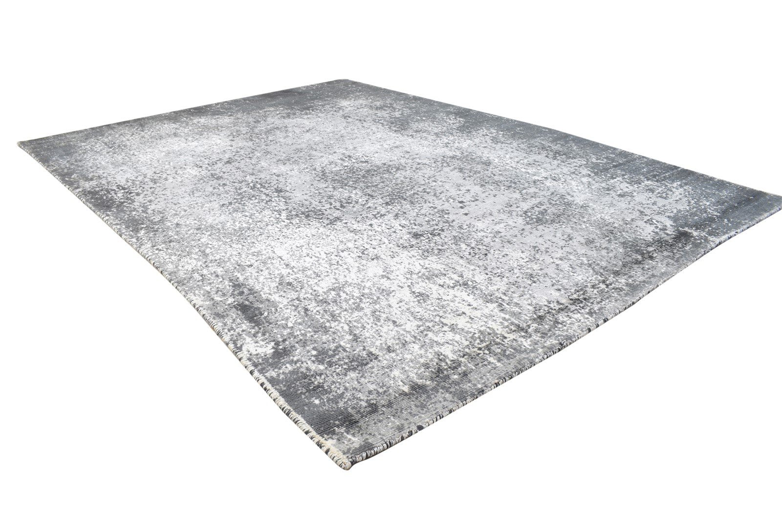 Wool / Silk Charcoal Rug 5X6 Modern Handloom Indian Abstract Room Size Carpet 7864155898005