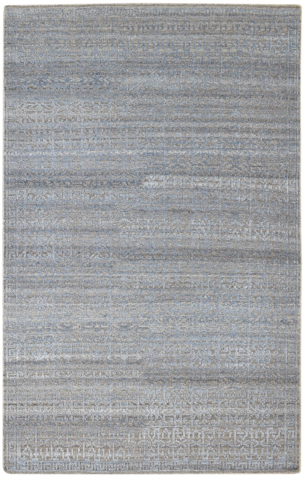 Wool Silk Charcoal Rug 5X8 Modern Hand Knotted Scandinavian Floral Room Size 7860678426773
