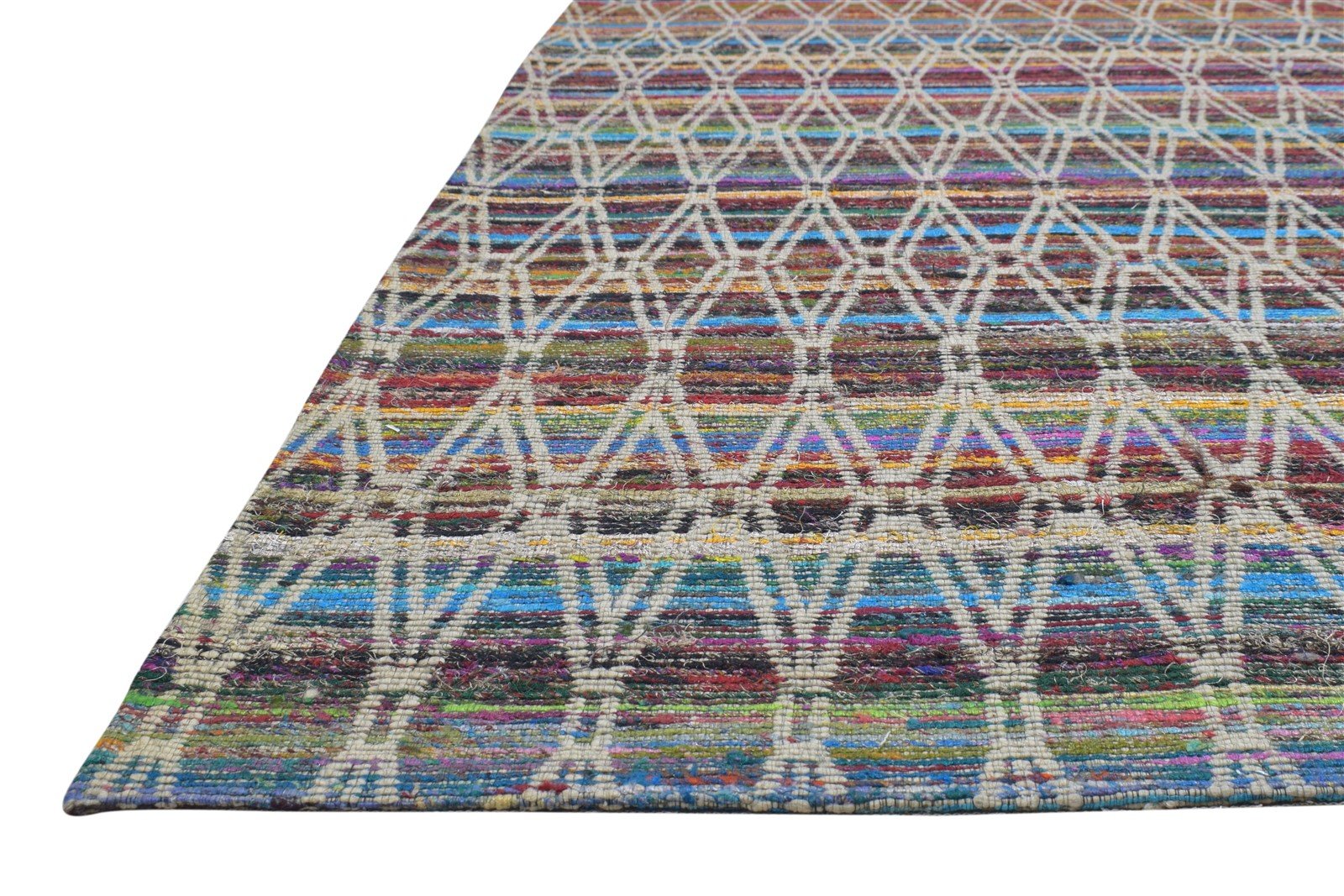 Wool / Silk Color Rug 5X7 Modern Jacquard Loom Bohemian Diamond Room Size 7864179556501