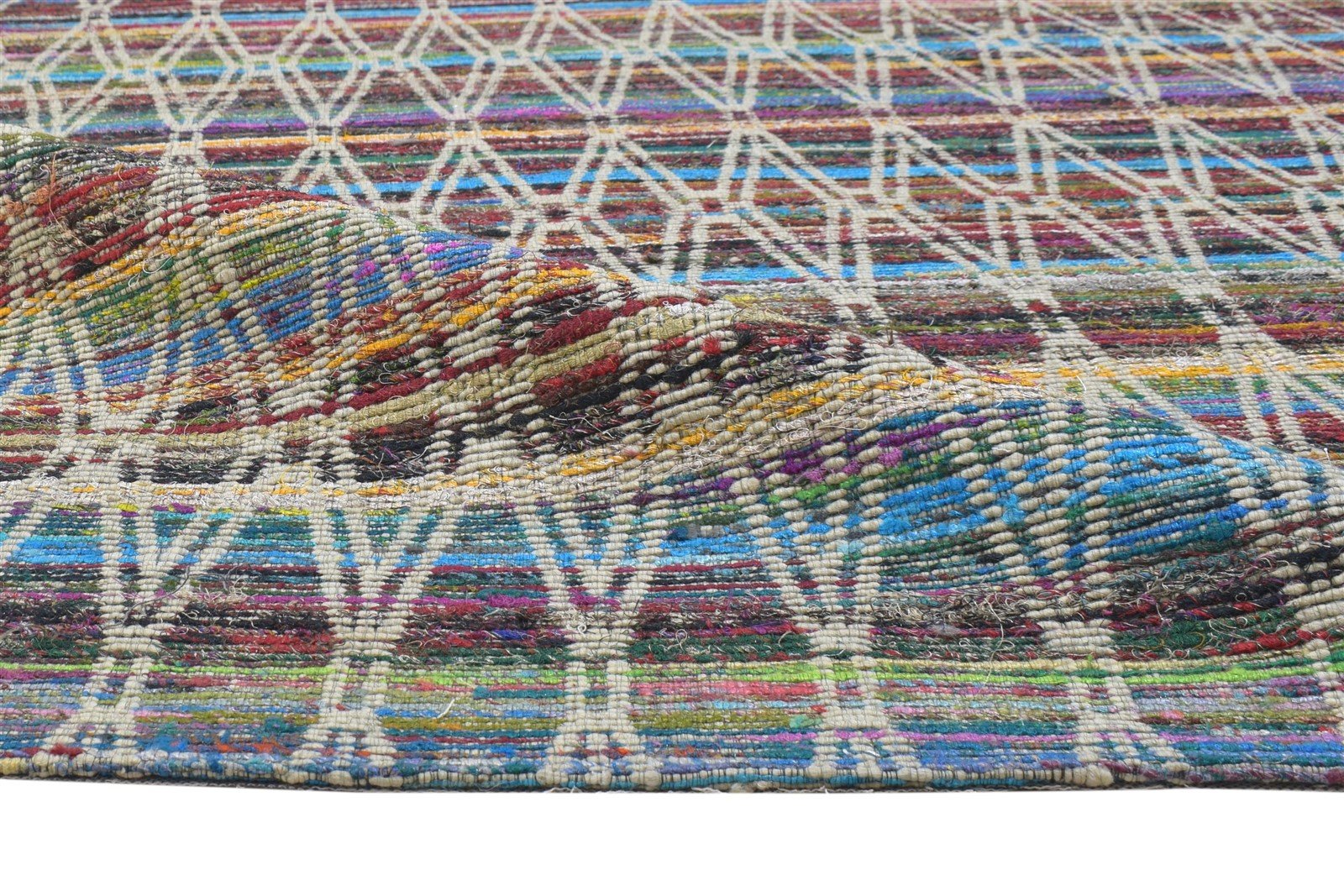Wool / Silk Color Rug 5X7 Modern Jacquard Loom Bohemian Diamond Room Size 7864179556501