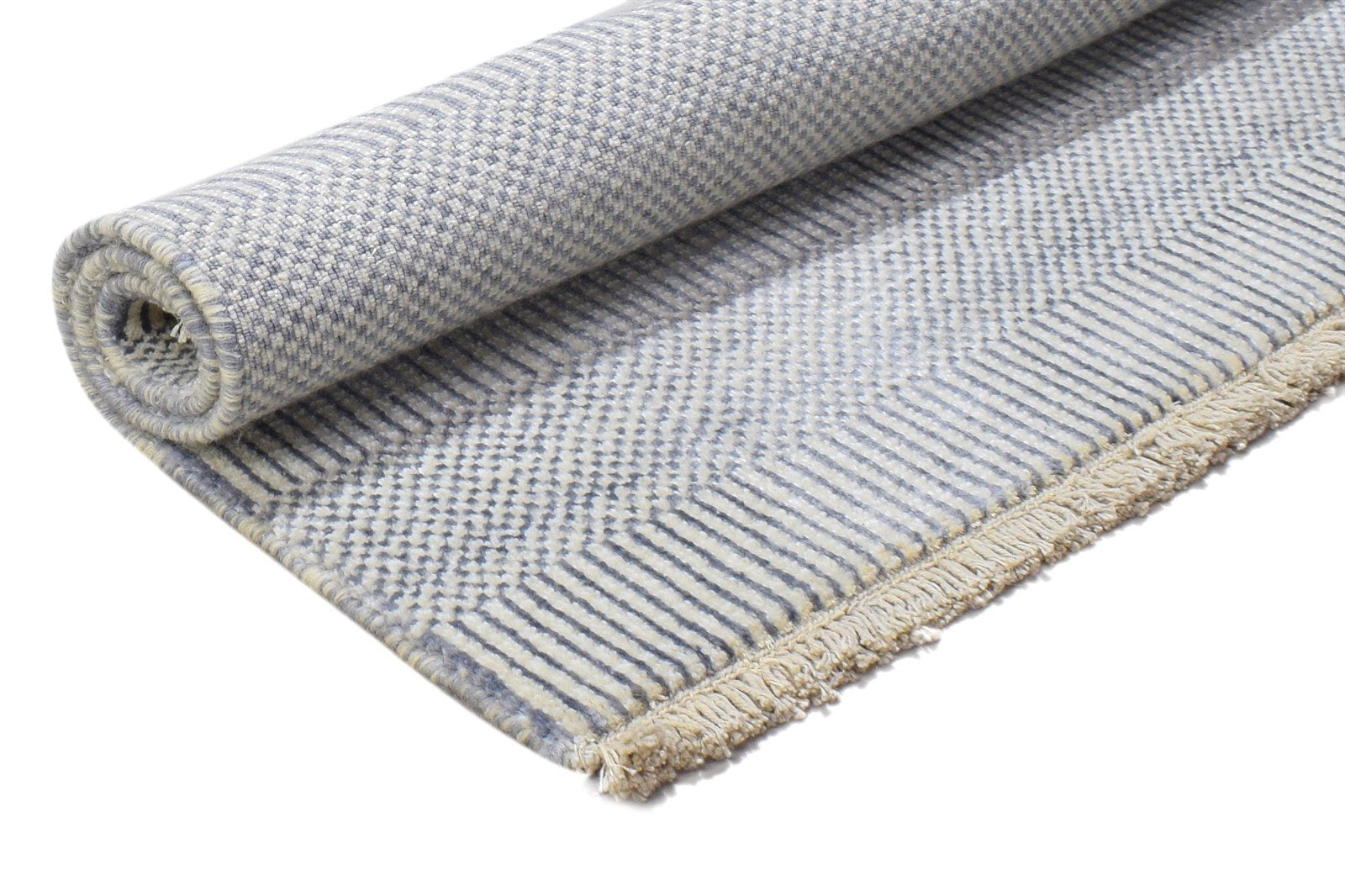Wool / Silk Cream Rug 2X3 Modern Hand Knotted Scandinavian Grass Trellis Small 7864196268181