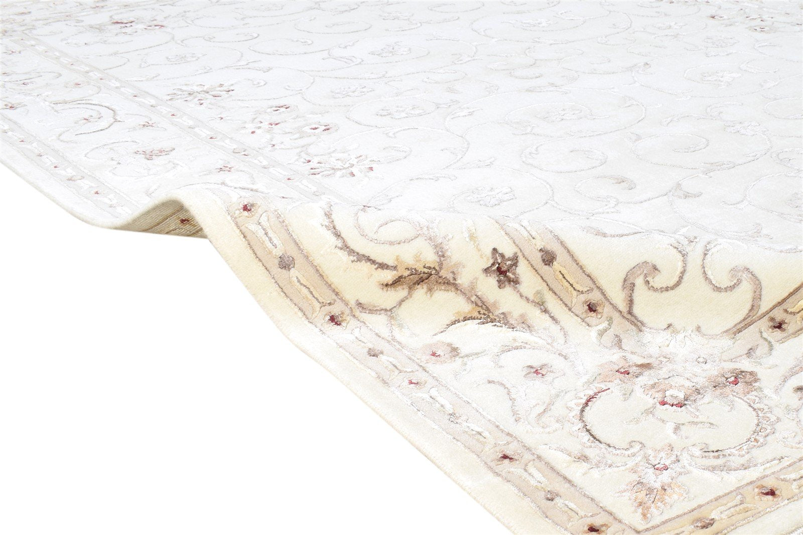 Wool / Silk Cream Rug 6X8 Persien Hand Knotted Abbuson Oriental Room Size 7865127731349