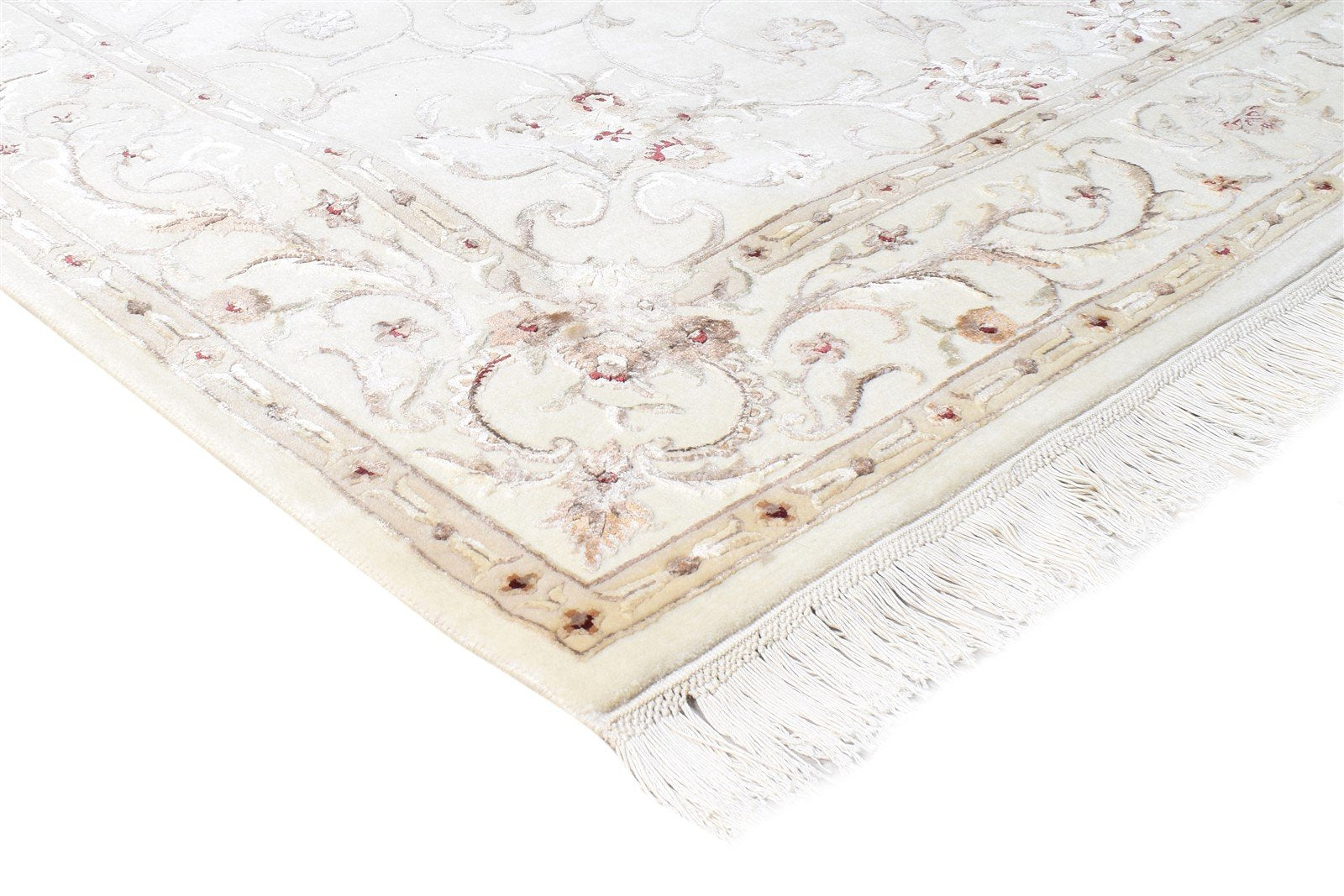 Wool / Silk Cream Rug 6X8 Persien Hand Knotted Abbuson Oriental Room Size 7865127731349