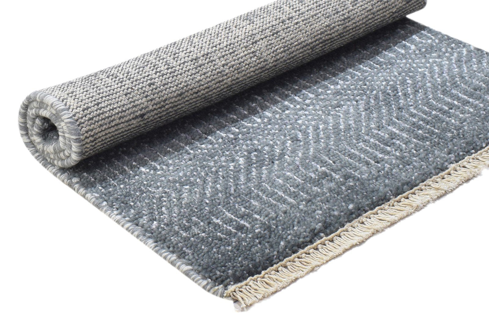 Wool / Silk Dark Grey Rug 2X3 Modern Hand Knotted Grass Trellis Small Rug 7864770035861